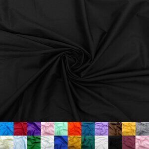 Black Cotton Polyester Fabric by The Yard, 60" Wide, Soft & Breathable, Perfect